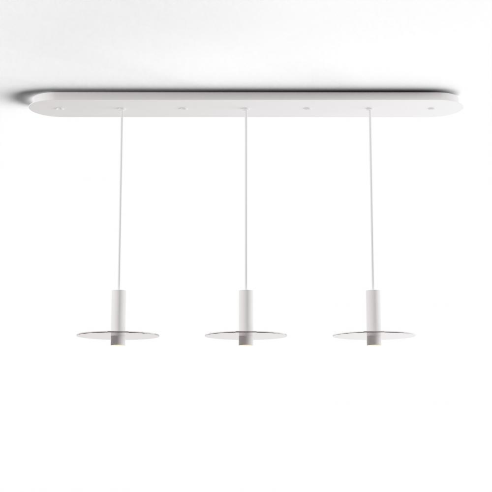 Combi Pendant 6" Linear 3 Combo Matte White with Matte White Canopy, 9" glass plate (Clear) 