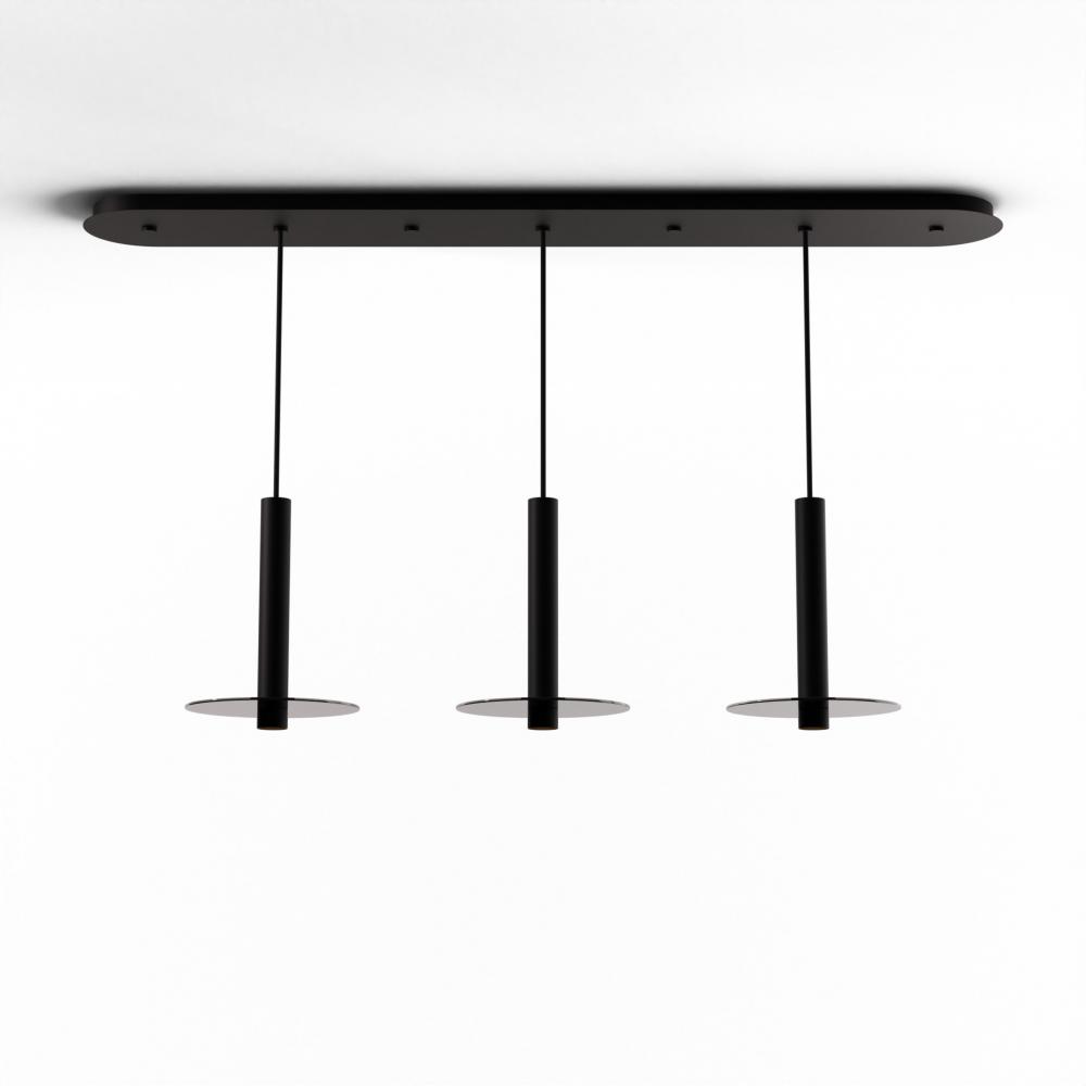 Combi Pendant 12" Linear 3 Combo Matte Black with Matte Black Canopy