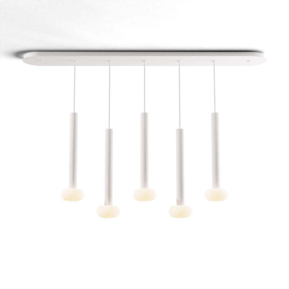 Combi Pendant 16" Linear 5 Combo Matte White with Matte White Canopy