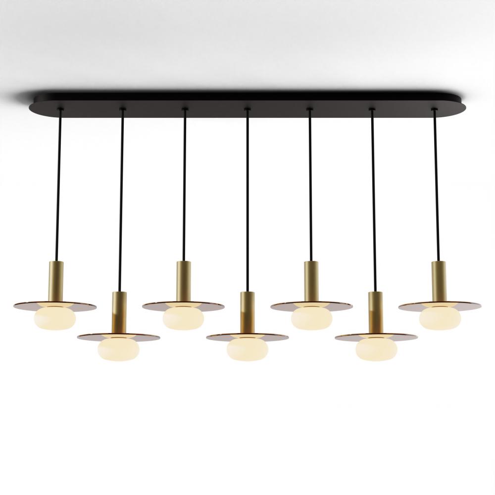 Combi Pendant 6" Linear 7 Combo Brass with Matte Black Canopy