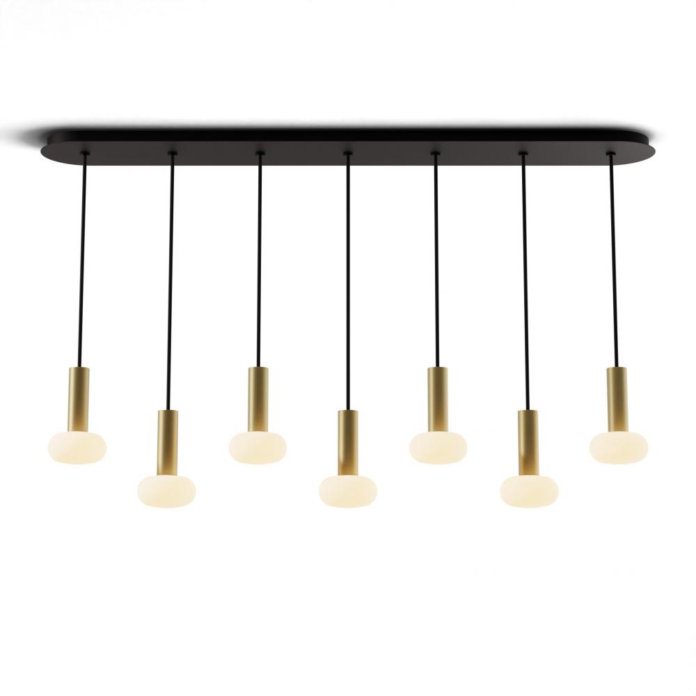 Combi Pendant 6" Linear 7 Combo Brass with Matte Black Canopy