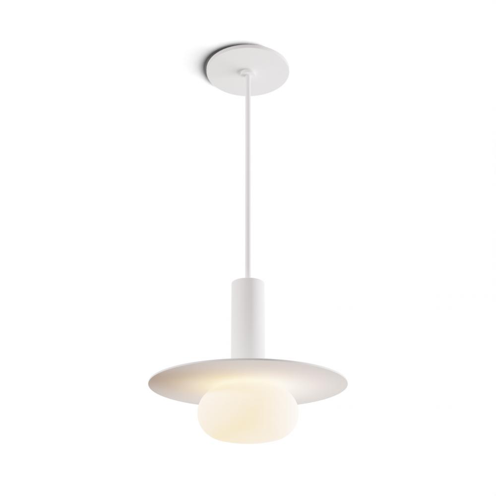 Combi Pendant 6" Single Unit Matte White with Matte White Canopy, 9" metal plate (White/Pain