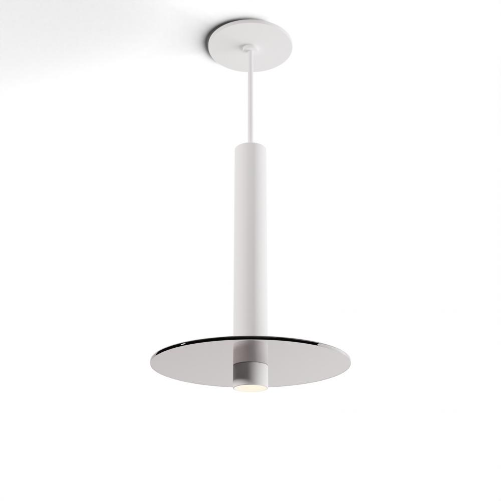 Combi Pendant 12" Single Unit Matte White with Matte White Canopy, 9" glass plate (Dark Grey