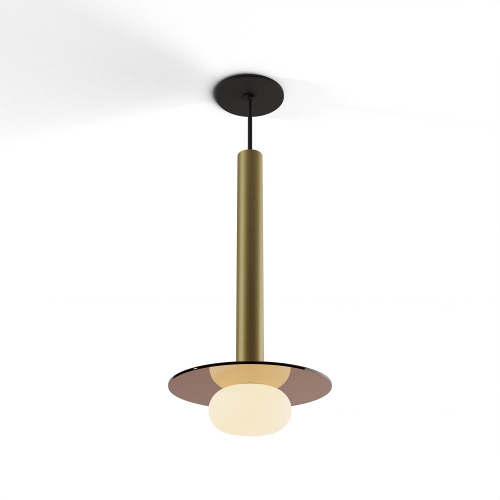 Combi Pendant 16" Single Unit Brass with Matte Black Canopy