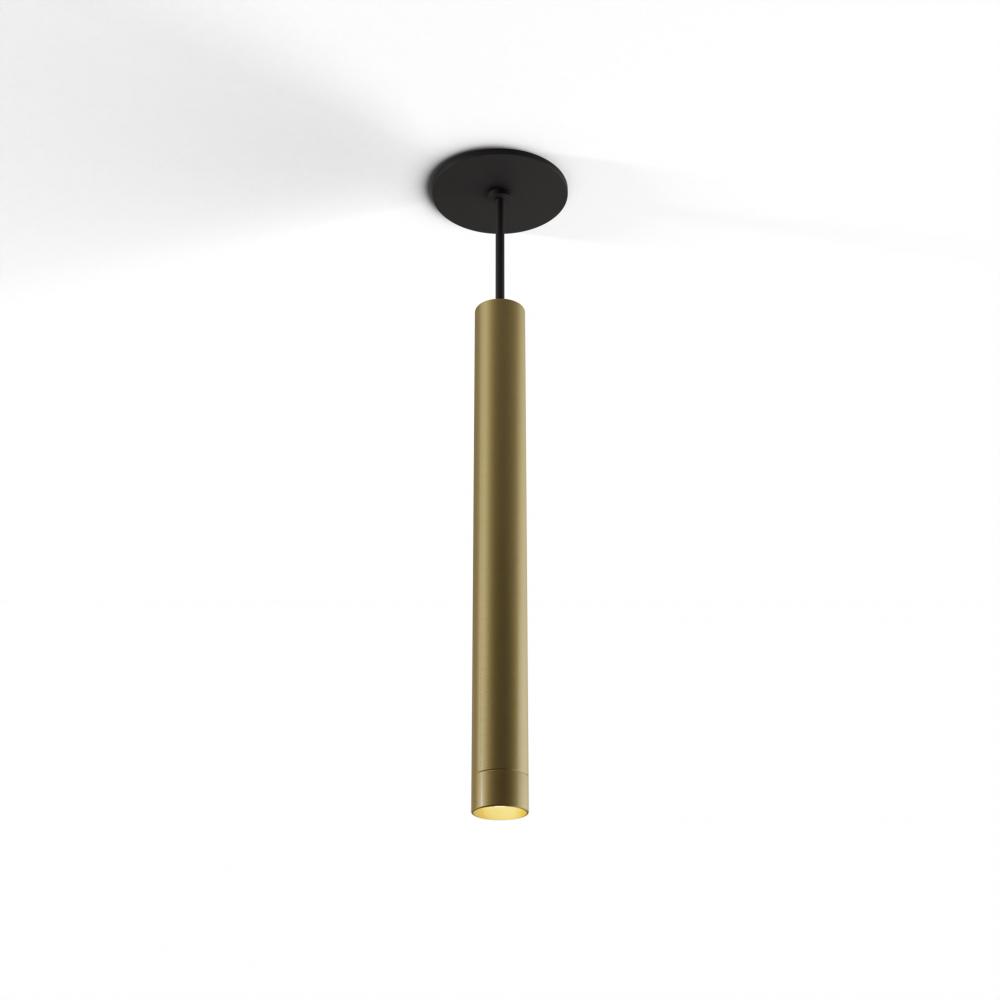 Combi Pendant 16" Single Unit Brass with Matte Black Canopy, Suspension / Flush Mount 2-in-1