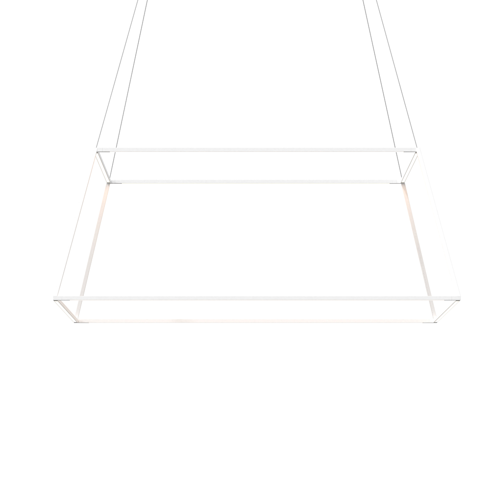 Z-Bar Pendant Rise Large Square, Soft Warm, Matte White, 51" x 51" x 20"