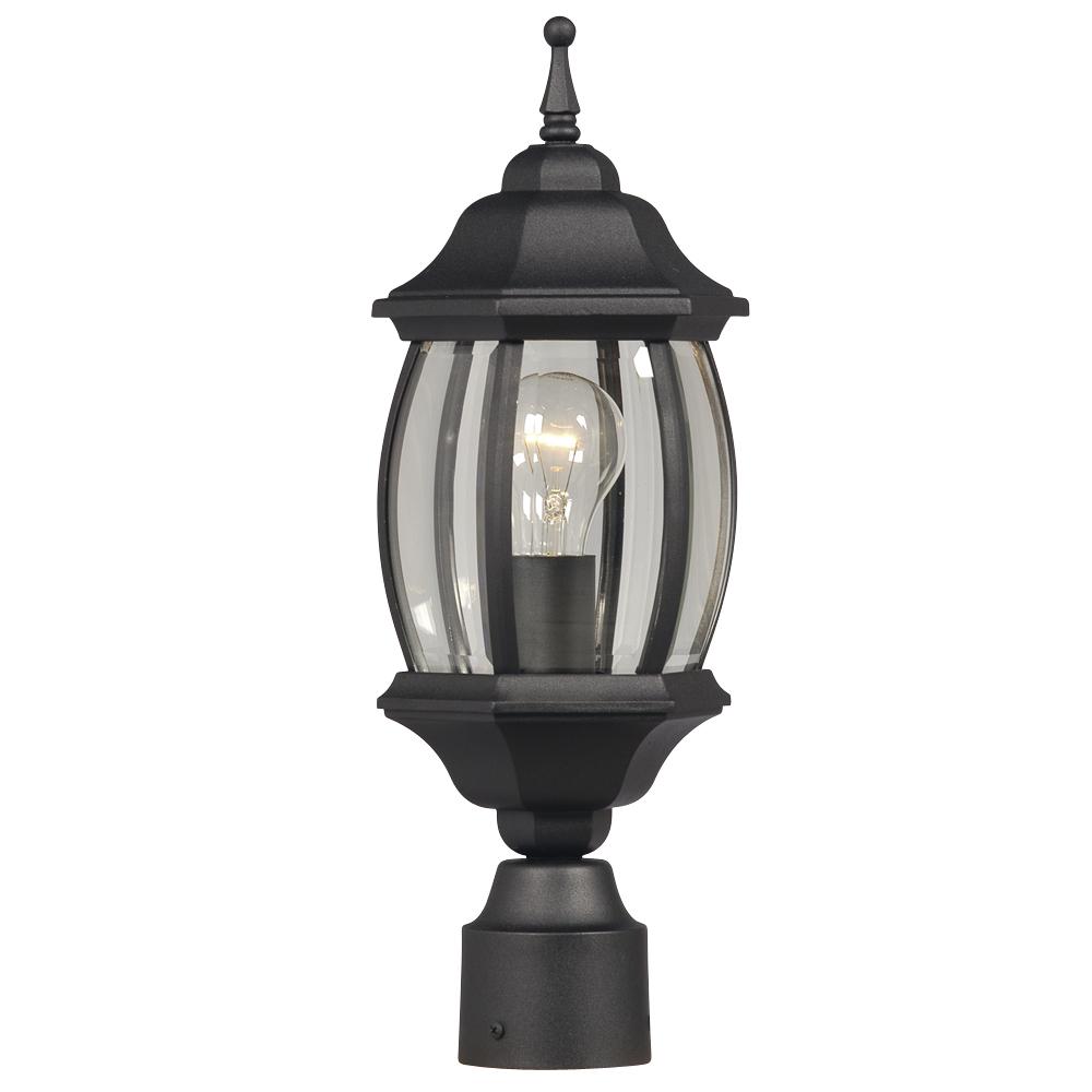 Outdoor Cast Aluminum Post Lantern - Black w/ Clear Beveled Glass