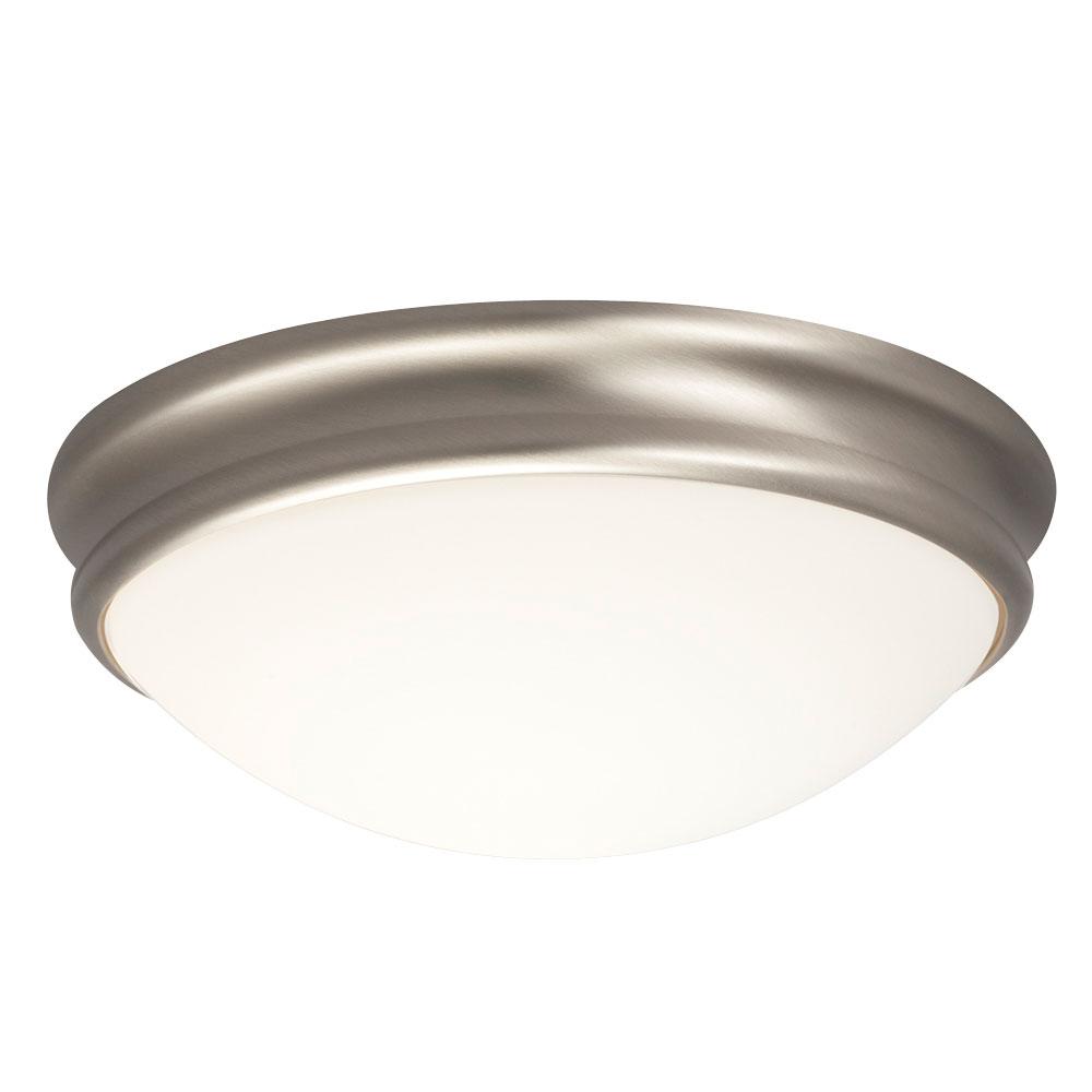 Flush Mount Ceiling Light - in Brushed Nickel finish with White Glass