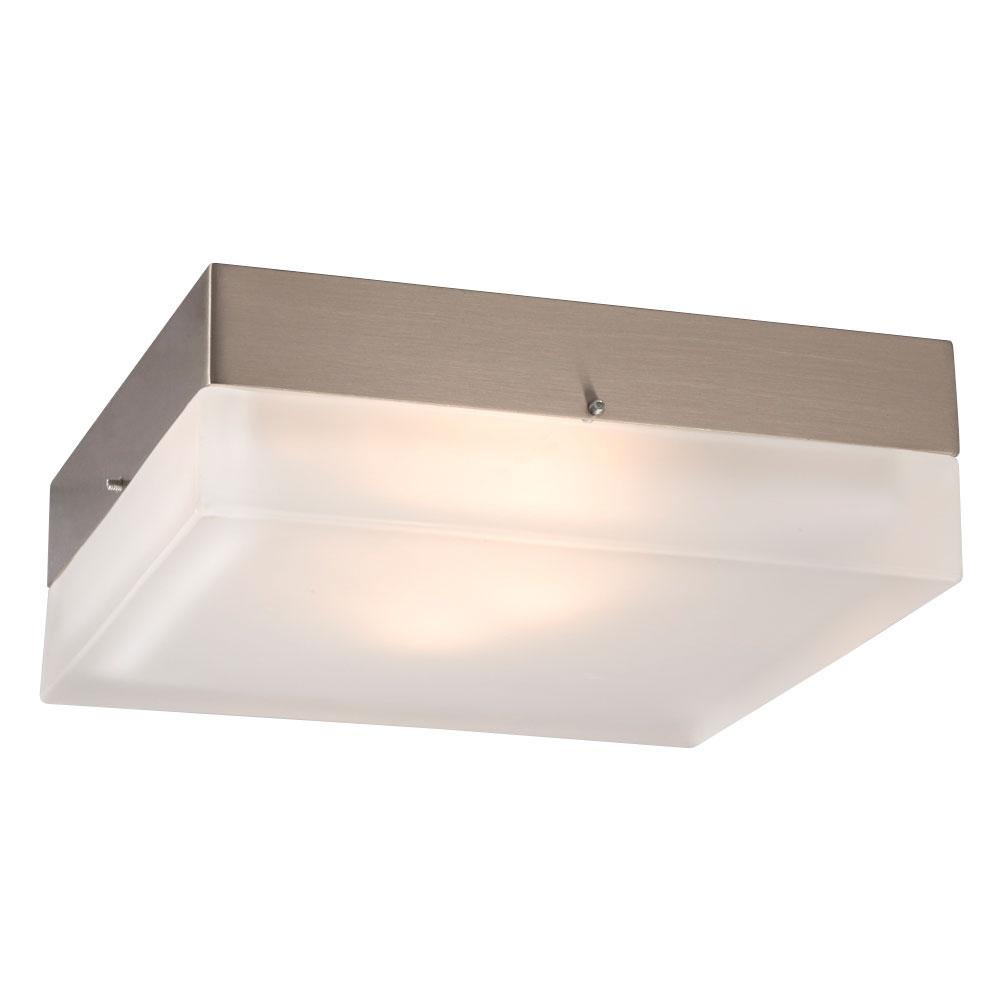 Square Flush Mount Ceiling Light - in Brushed Nickel finish with Frosted Glass