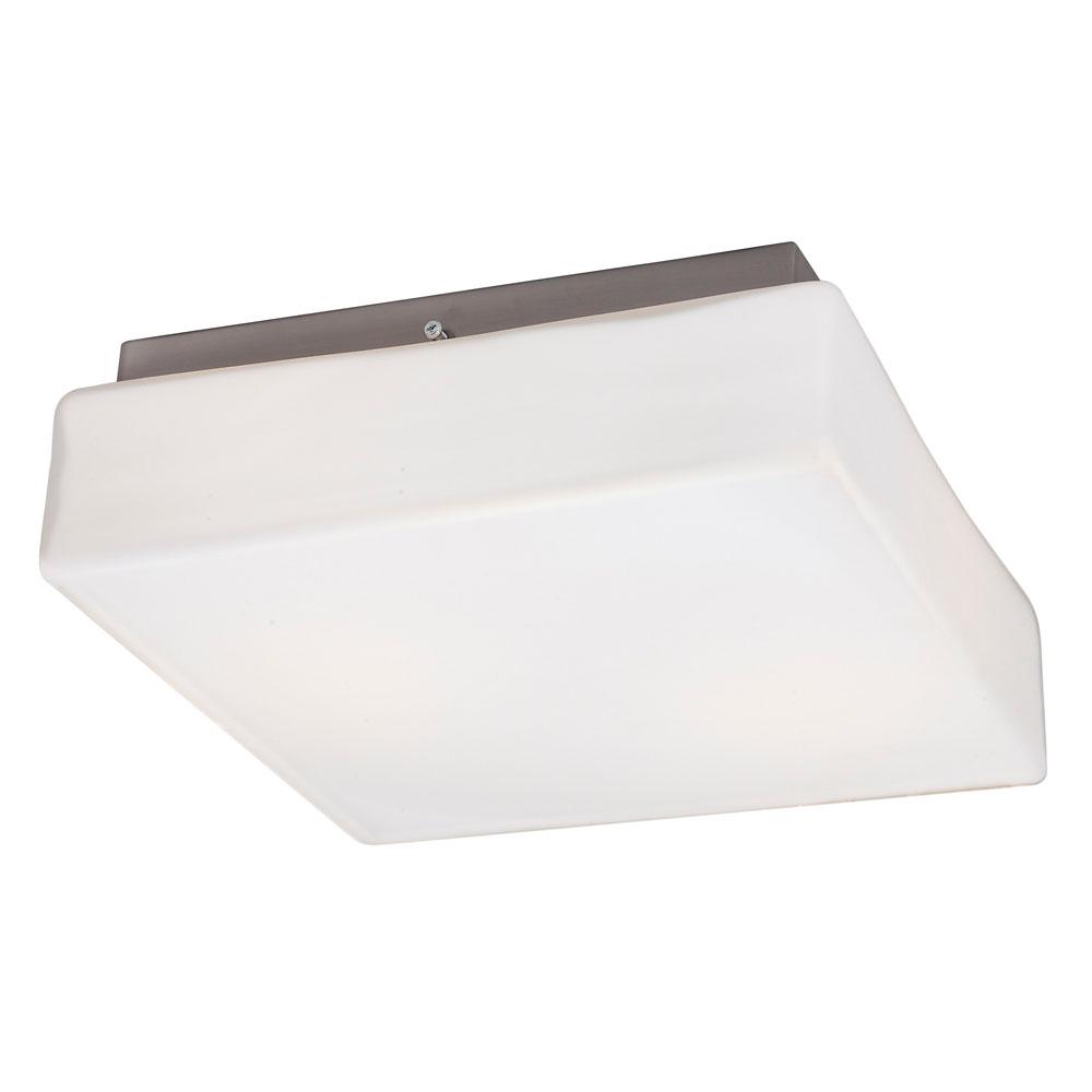 Flush Mount Ceiling Light - in Brushed Nickel finish with Satin White Glass