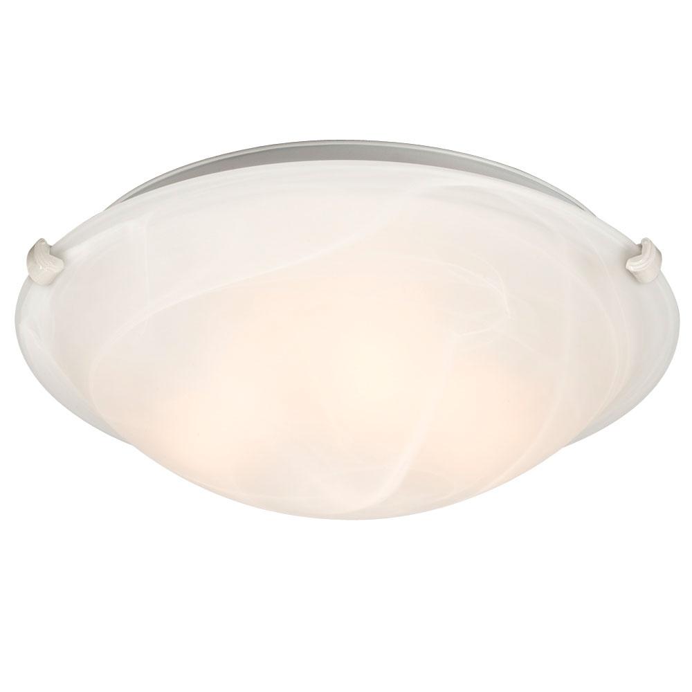 Flush Mount Ceiling Light - in White finish with Marbled Glass