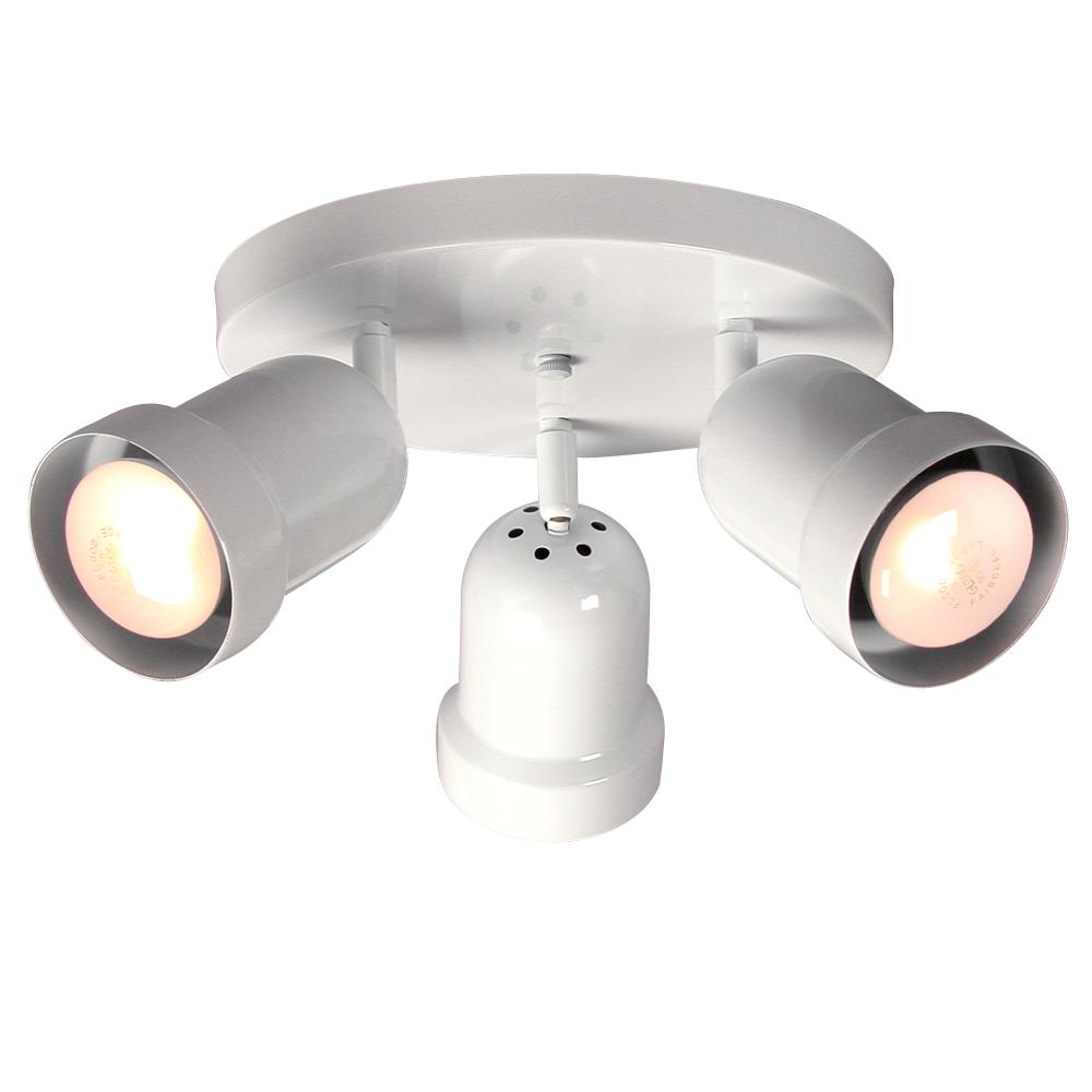 Three Light Ceiling Pan - White