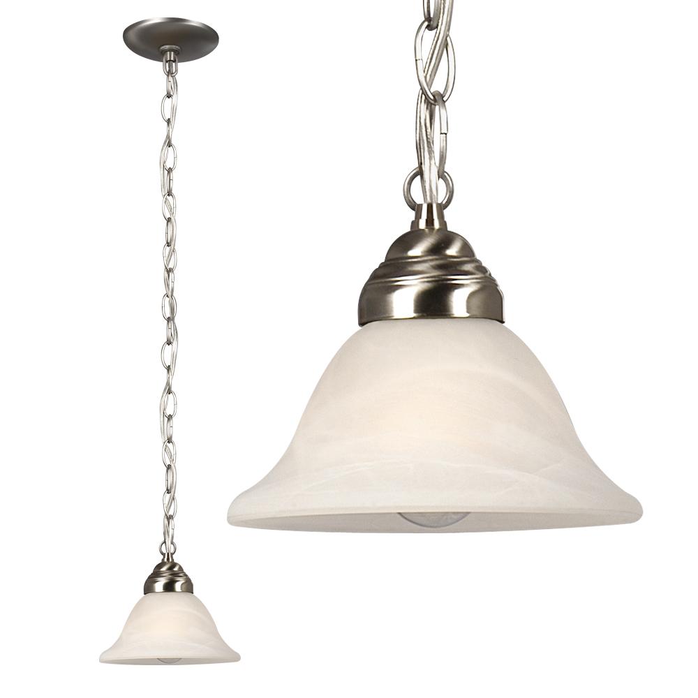 Mini Pendant - Brushed Nickel w/ Marbled Glass