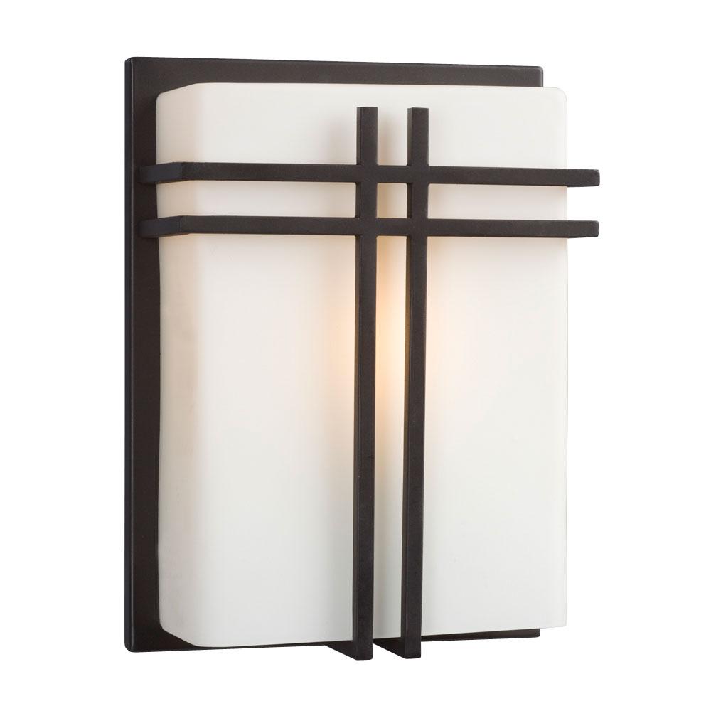 Wall Sconce - in Bronze finish with Satin White Glass (Suitable for Indoor or Outdoor Use)