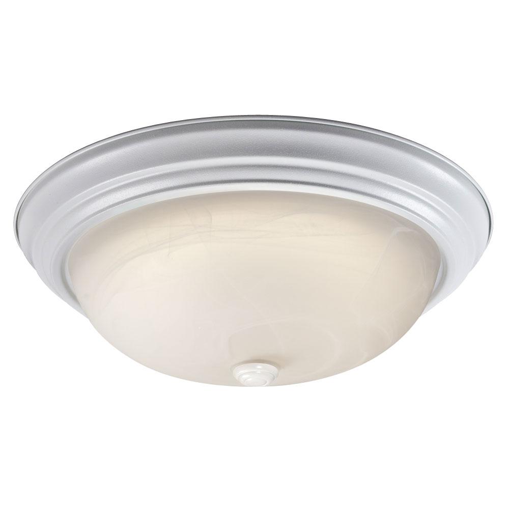 Flush Mount Ceiling Light - in White finish with Marbled Glass