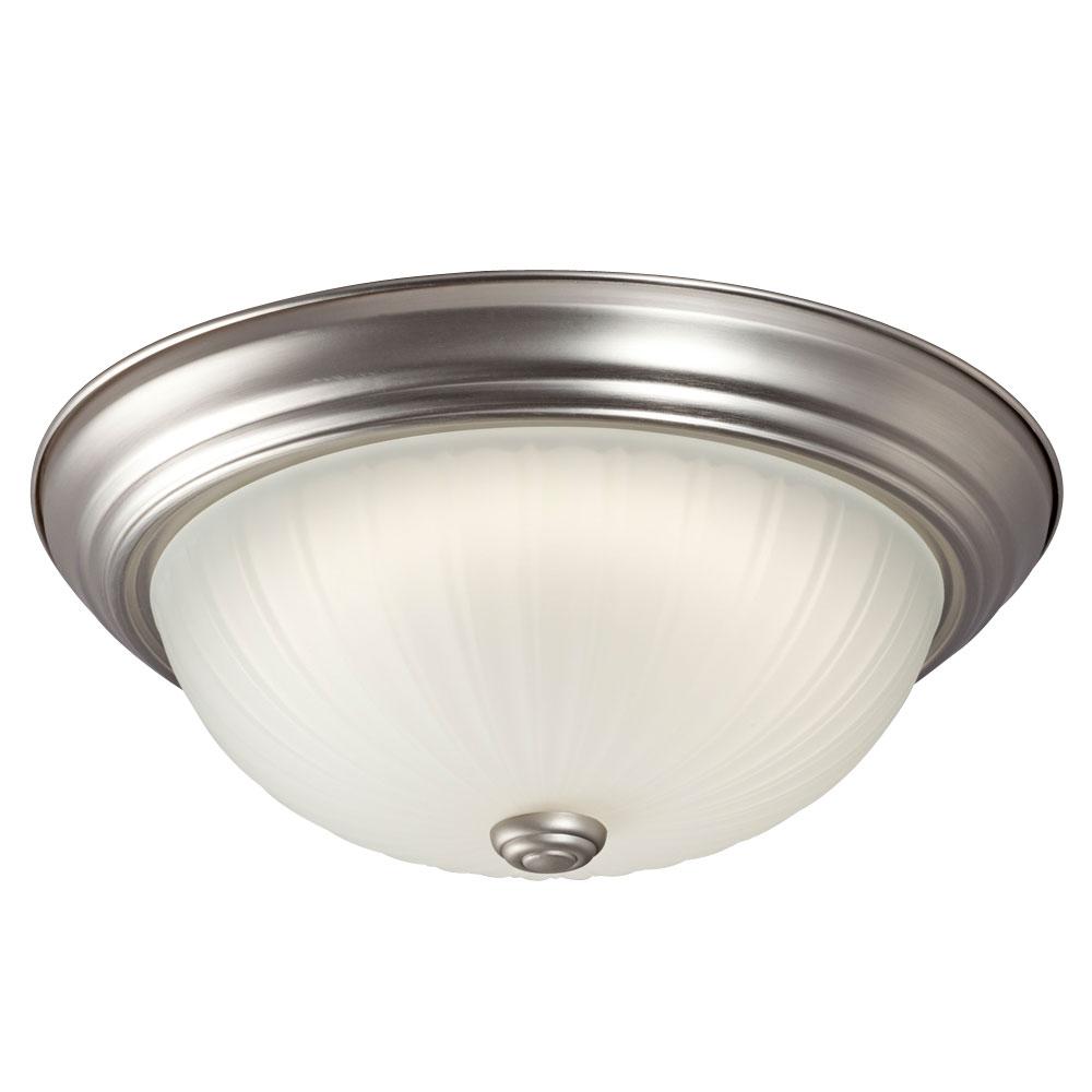 LED Flush Mount Ceiling Light - in Pewter finish with Frosted Melon Glass