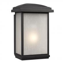 Galaxy Lighting 320590BK - 1-Light Outdoor Wall Mount Lantern - Black with Frosted Seeded Glass