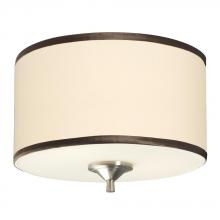 Galaxy Lighting 613193BN - 3-Light Flush Mount - Brushed Nickel with Ivory White Linen Shade with Bronze Trim