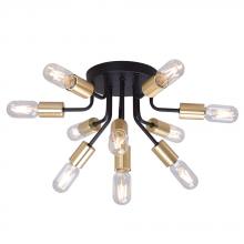 Galaxy Lighting 624709BK/GD - 10-L SEMI-FLUSH BK/GD