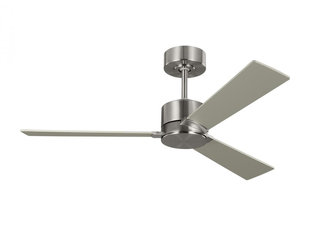 Rozzen 44" Indoor/Outdoor Brushed Steel Ceiling Fan with Handheld Remote Control