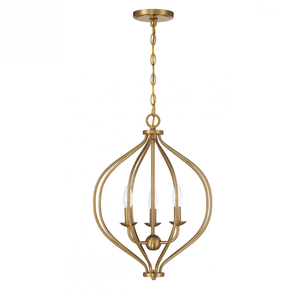 Orchid 3-Light Pendant in Warm Brass