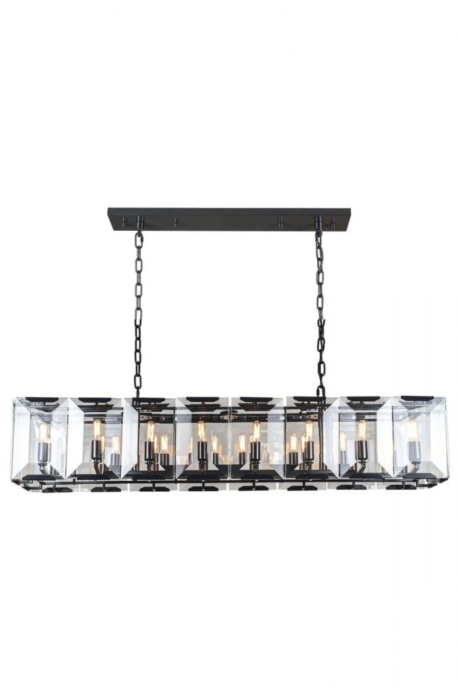 Monaco 16 Light Flat Black (Matte) Chandelier Clear Glass Crystal