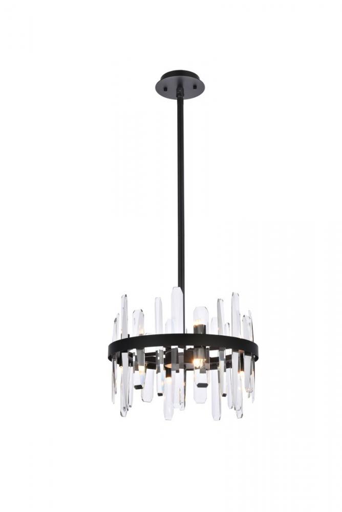 Serena 16 Inch Crystal Round Pendant in Black