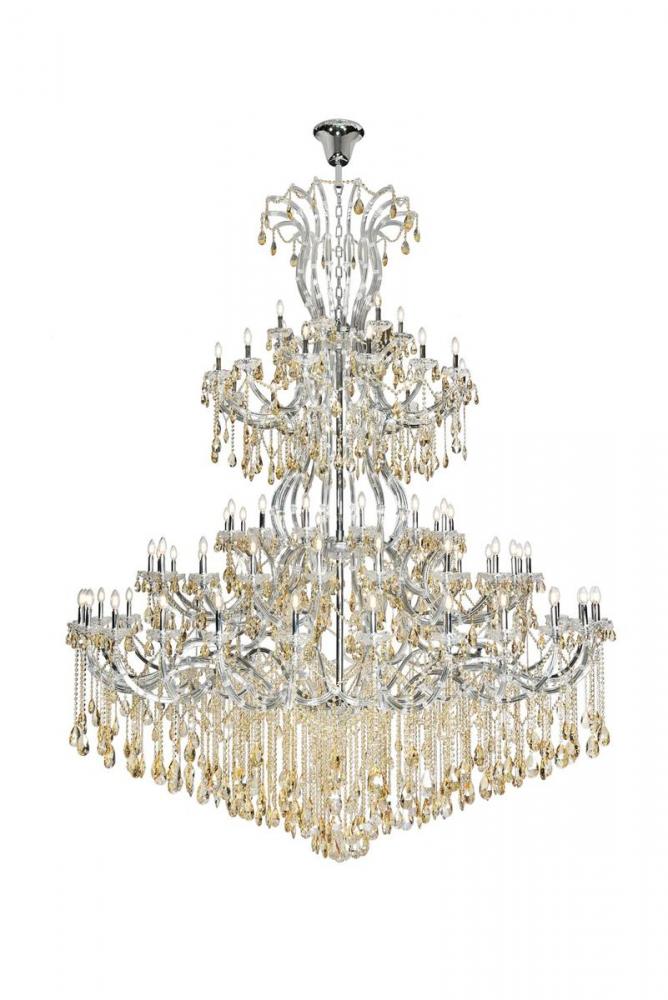 Maria Theresa 84 Light Chrome Chandelier with Golden Shadow Tear Drop Crystals Golden Shadow