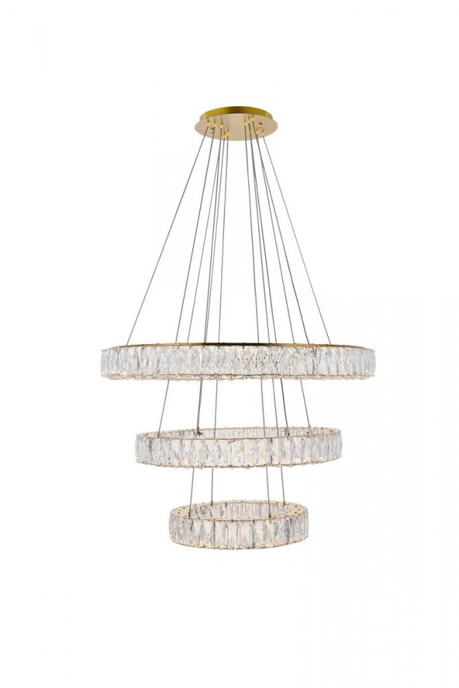 Monroe Integrated LED Chip Light Gold Chandelier Clear Royal Cut Crystal