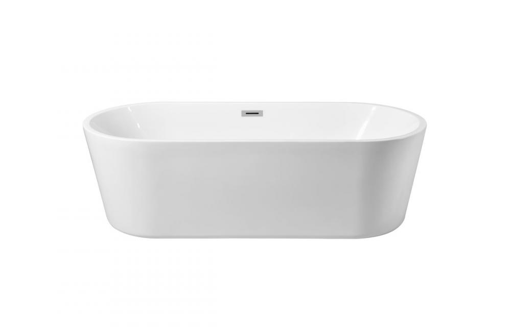 65 Inch Soaking Roll Top Bathtub in Glossy White