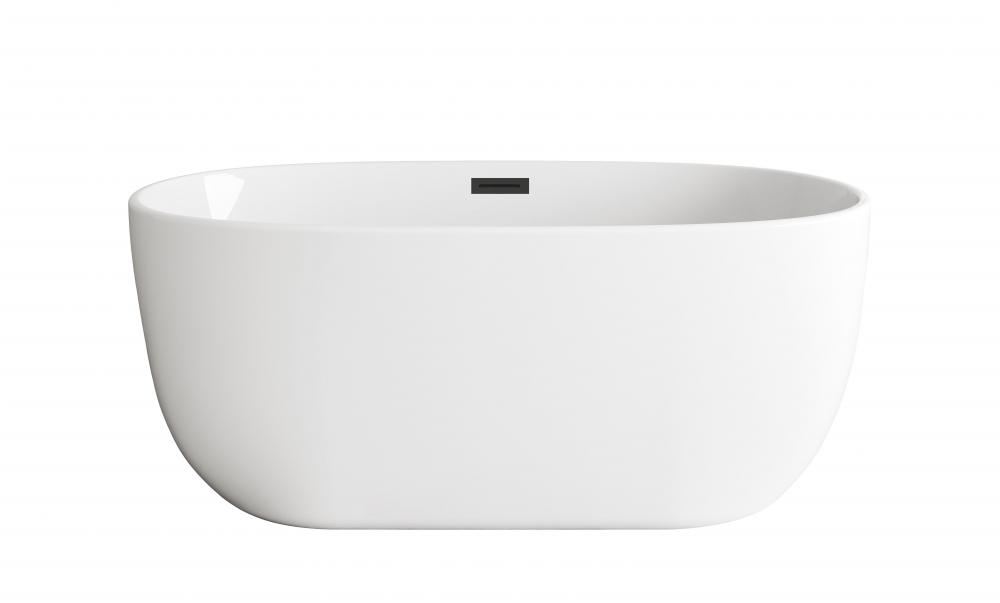 54 inch Soaking Bathtub in Glossy White with Matte Black Trim