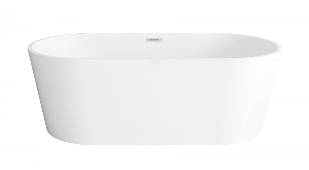 67 inch Bathtub in Glossy White with Chrome Trim