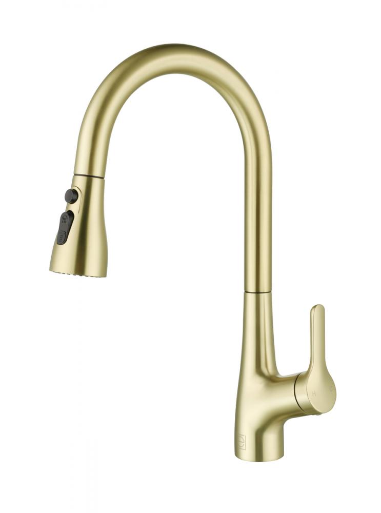 Andrea Single Handle Pull Down Sprayer Kitchen Faucet in Brushed Gold