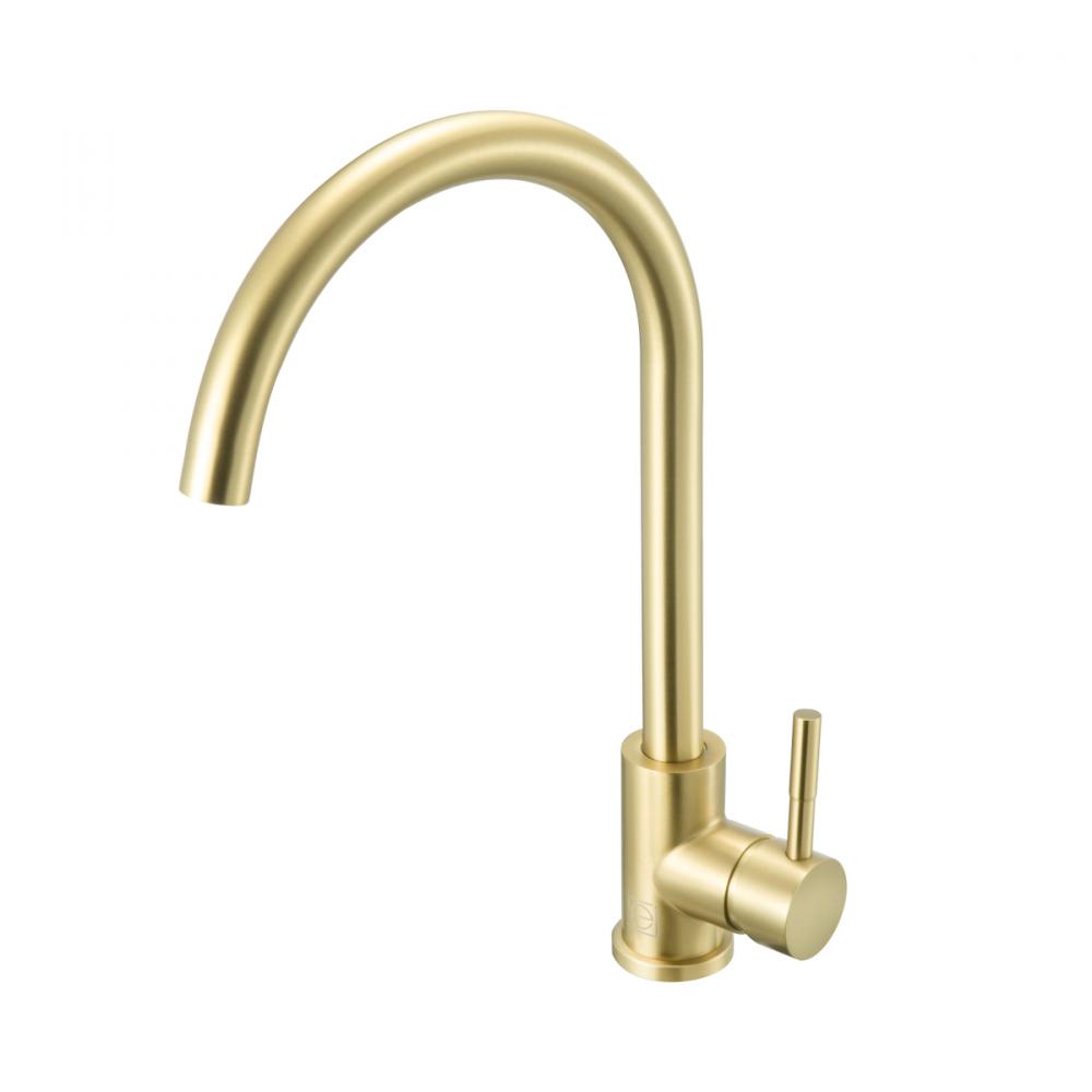 Finn Single Handle Kitchen Faucet in Brushed Gold