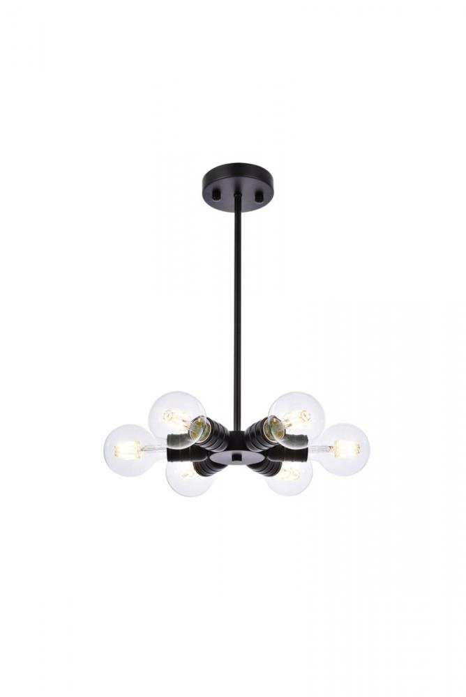 Reyes 6 Lights Black Pendant