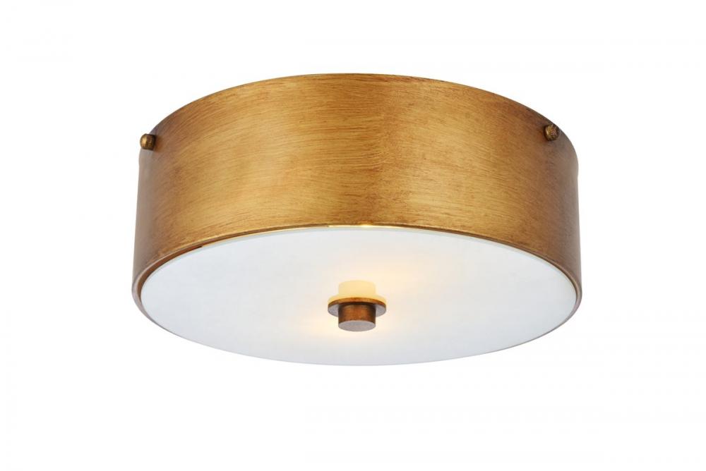 Hazen 2 Light 12 Inch Vintage Gold Flush Mount