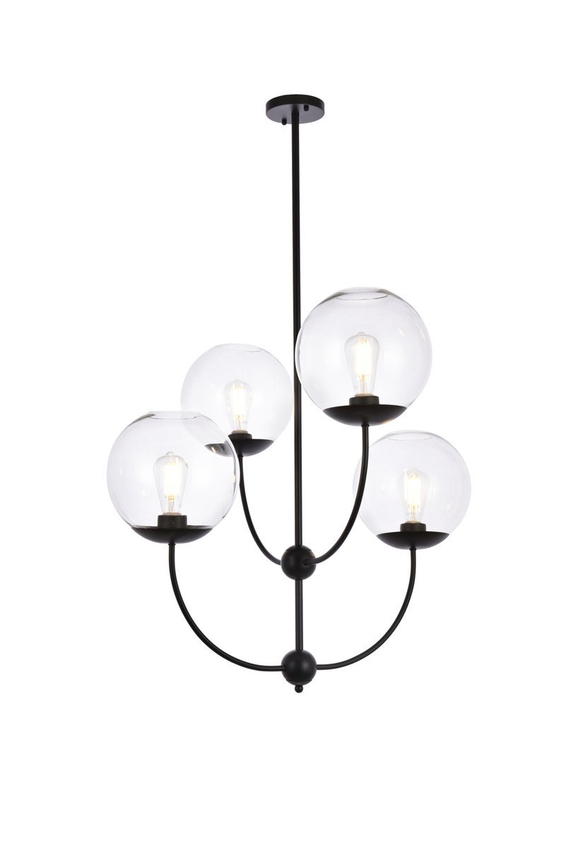 Lennon 31.5 Inch Pendant in Black with Clear Shade