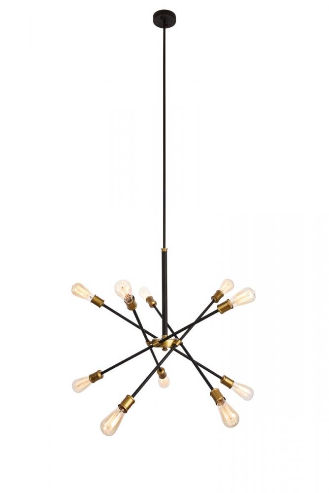 Axel Collection Chandelier D27.2 H32.5 Lt:10 Black and Brass Finish