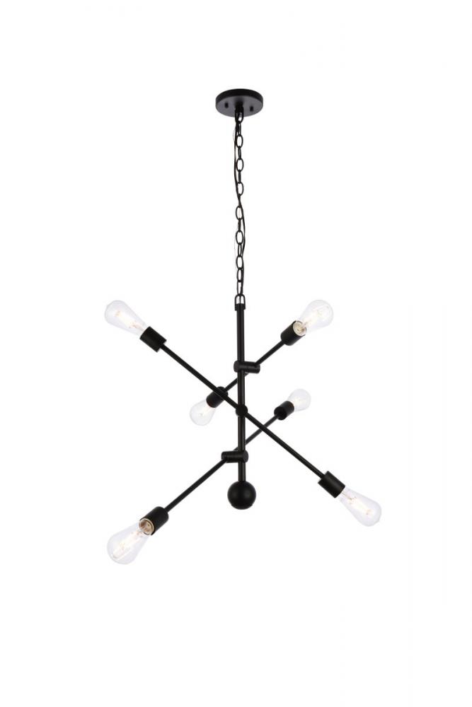Axel 6 Lights Black Pendant with Chain