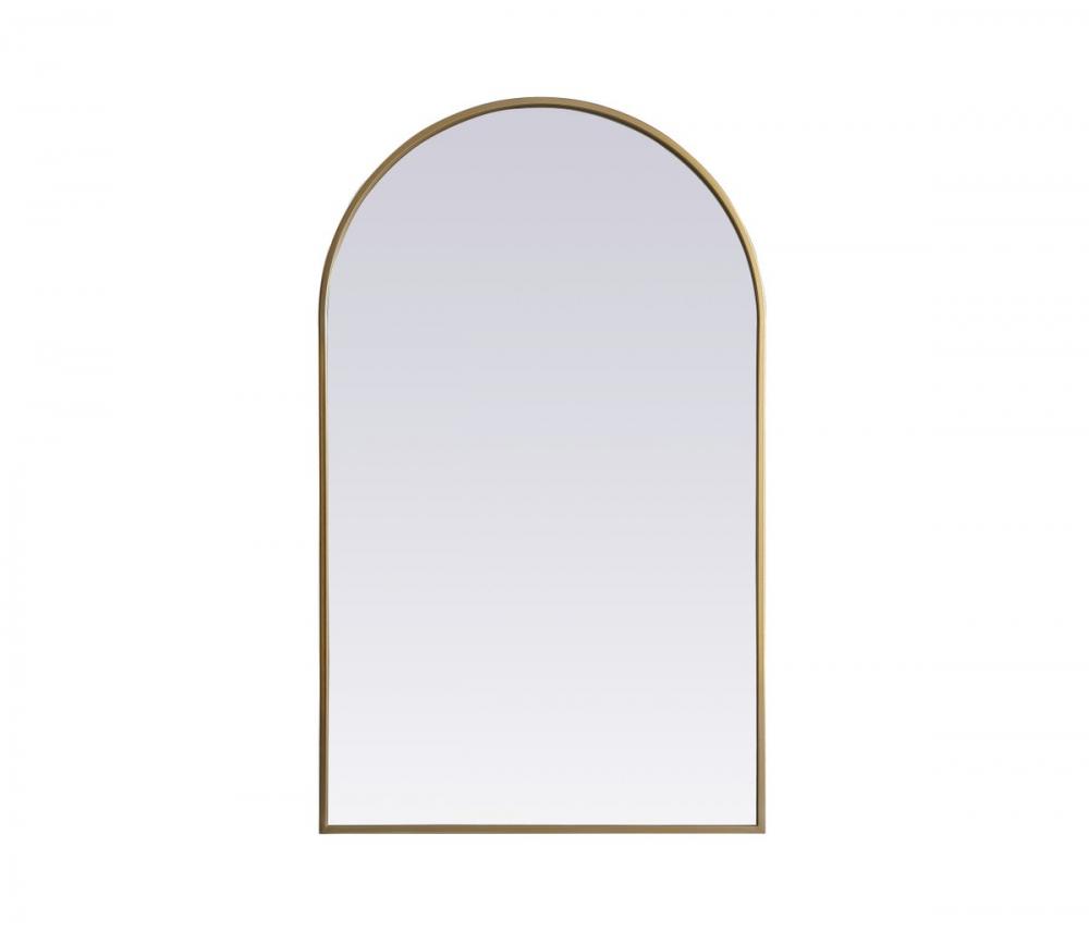 Metal Frame Arch Mirror 24x40 Inch in Brass