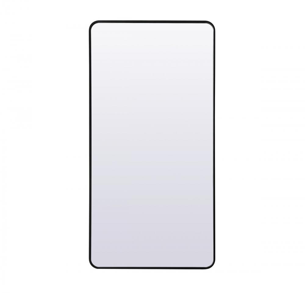 Soft Corner Metal Rectangle Full Length Mirror 30x60 Inch in Black