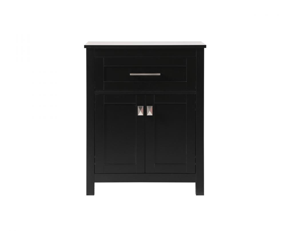 24 Inch Wide Bathroom Storage Freestanding Cabinet in Black