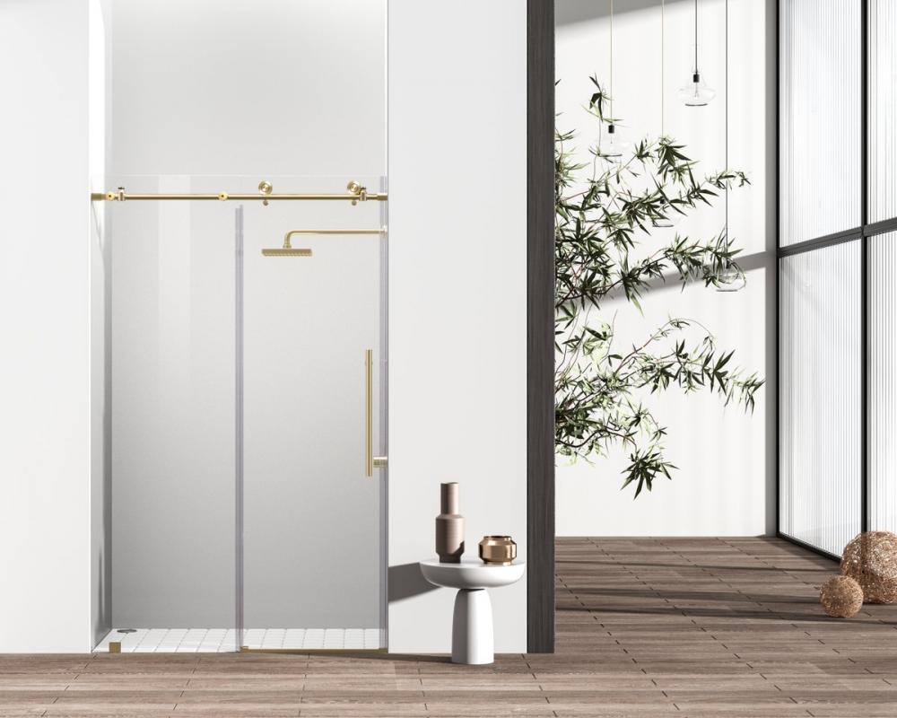 Frameless Shower Door 48x76 Brushed Gold