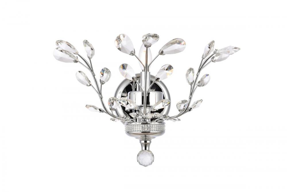 Orchid 1 Light Chrome Wall Sconce Clear Royal Cut Crystal
