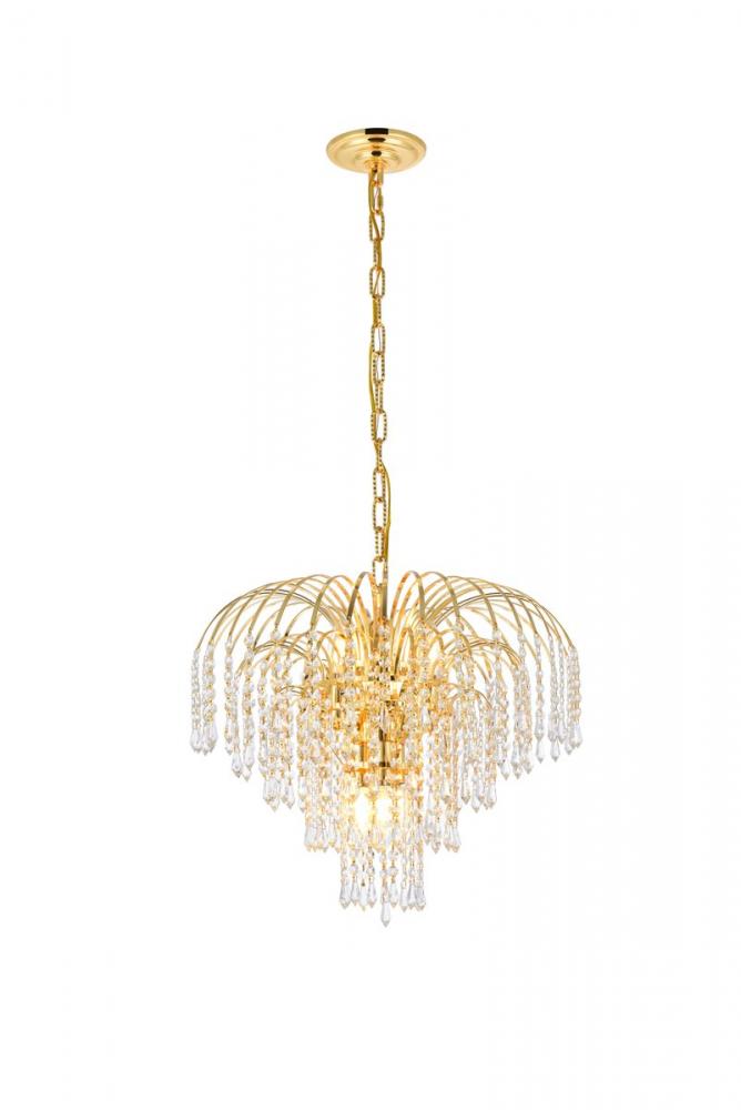 Falls 6 Light Gold Pendant Clear Royal Cut Crystal