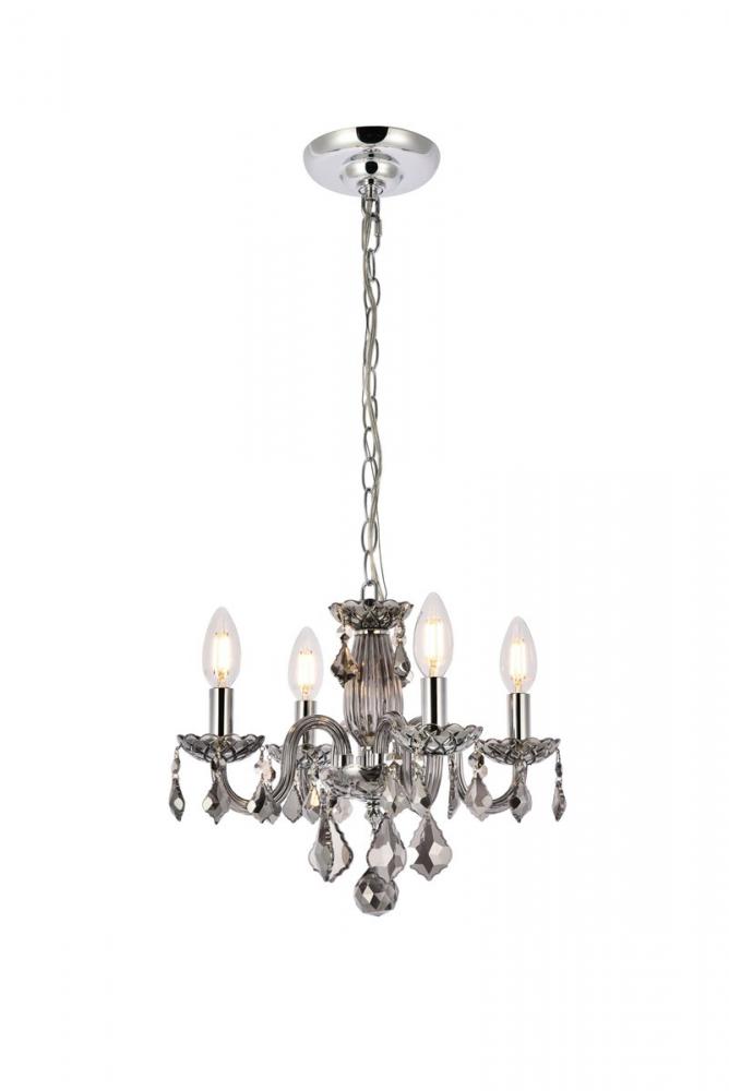 Rococo 4 Light Silver Shade Pendant Silver Shade (Grey) Royal Cut Crystal