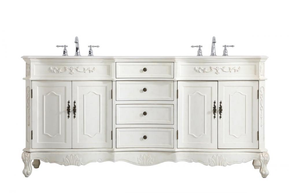 72 Inch Double Bathroom Vanity in Antique White