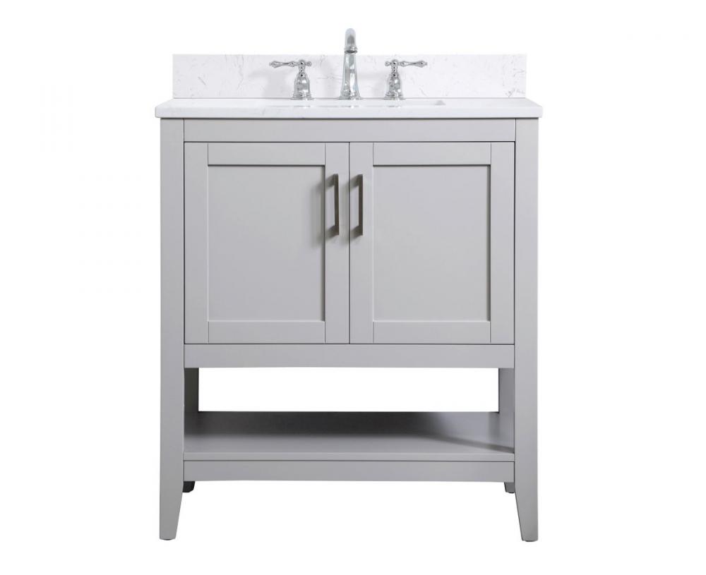 30 Inch Single Bathroom Vanity in Grey with Backsplash