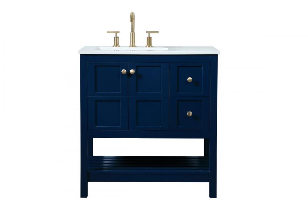 32 Inch Single Bathroom Vanity in Blue