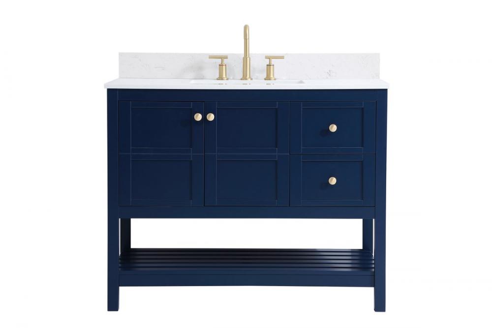 42 inch Single Bathroom Vanity in Blue with Backsplash